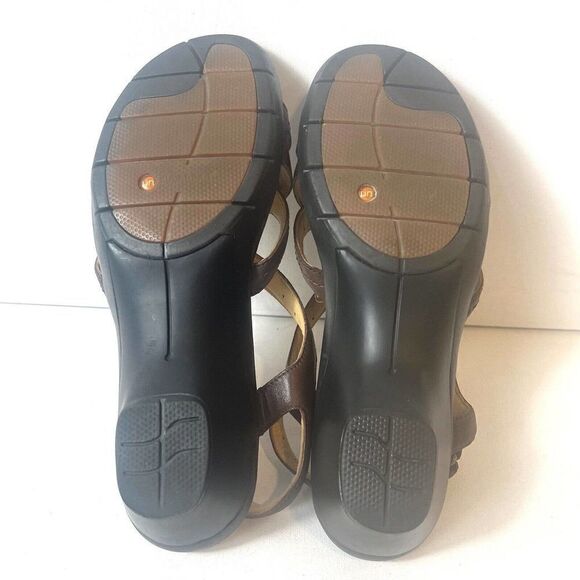 Clarks Unstructured Heel Sandals Women 10M Brown Leather Slip On Sling Back Open - Picture 12 of 12